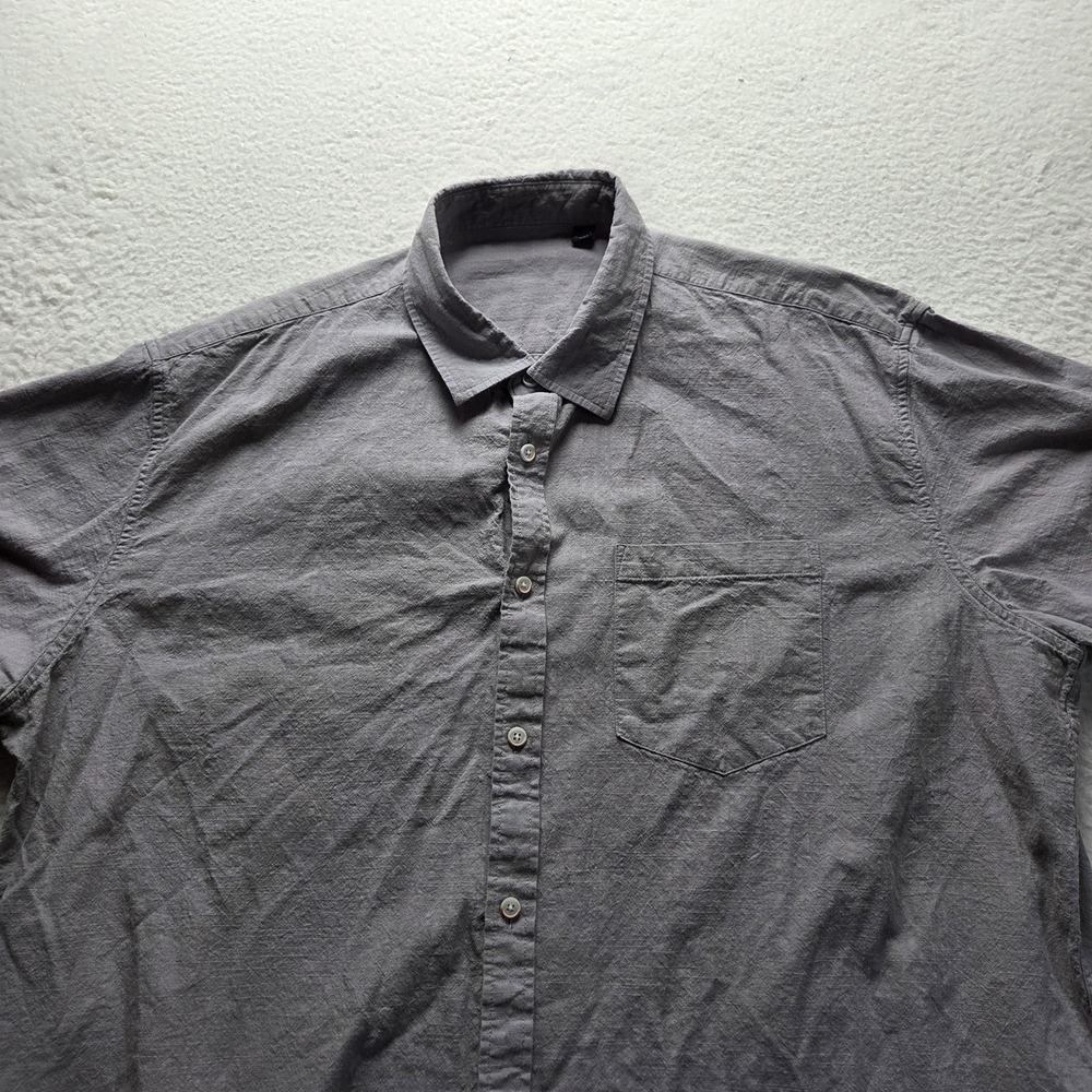 Design In Italy Shirt Mens 2XL Gray Solid Short Sleeve Pocket Button-Up Casual
